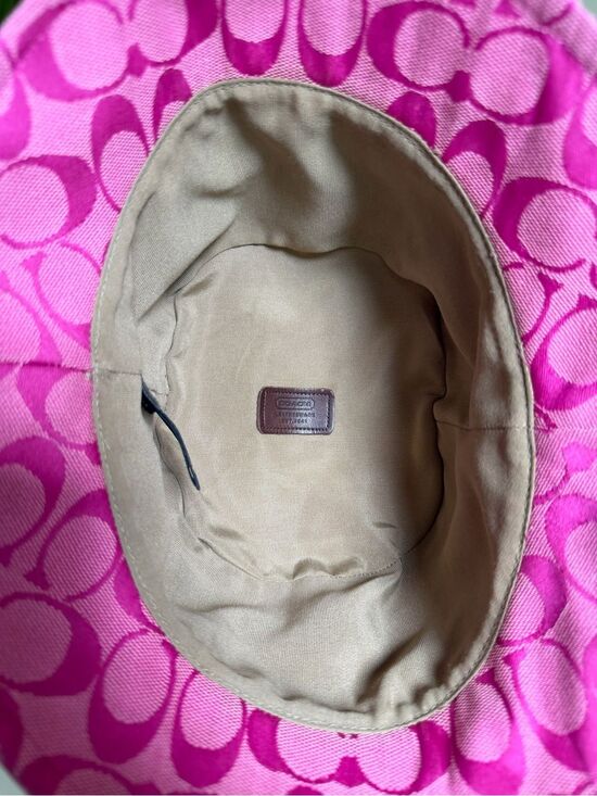 Coach Vintage Y2K Signature Jacquard Canvas Bucket Hat Magenta Hot Pink P/S main image 9